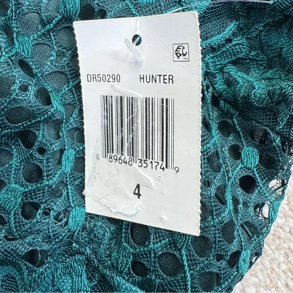 NEW Donna Ricco Hunter Teal Lace Midi Dress Size 4 - Picture 9 of 11